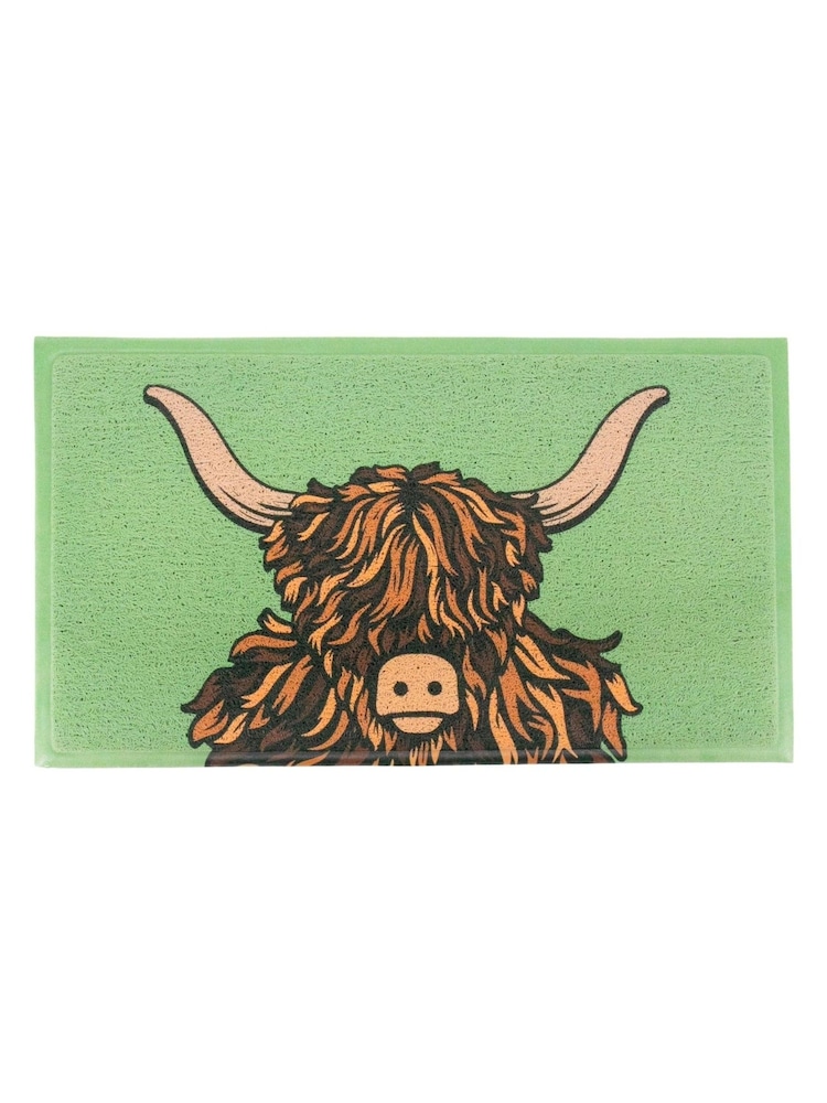 Artsy Mats Green Highland Cow Doormat - Image 2 of 3