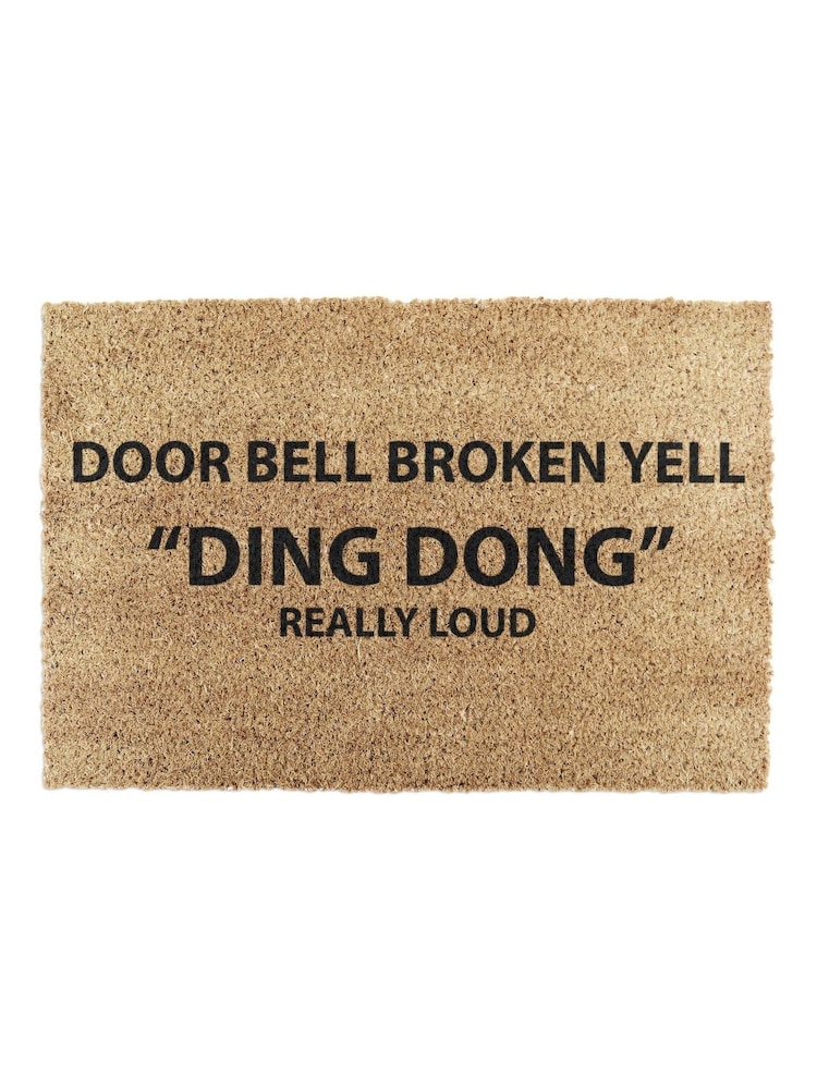 Artsy Mats Natural and Black Yell Ding Dong Doormat - Image 12 of 12