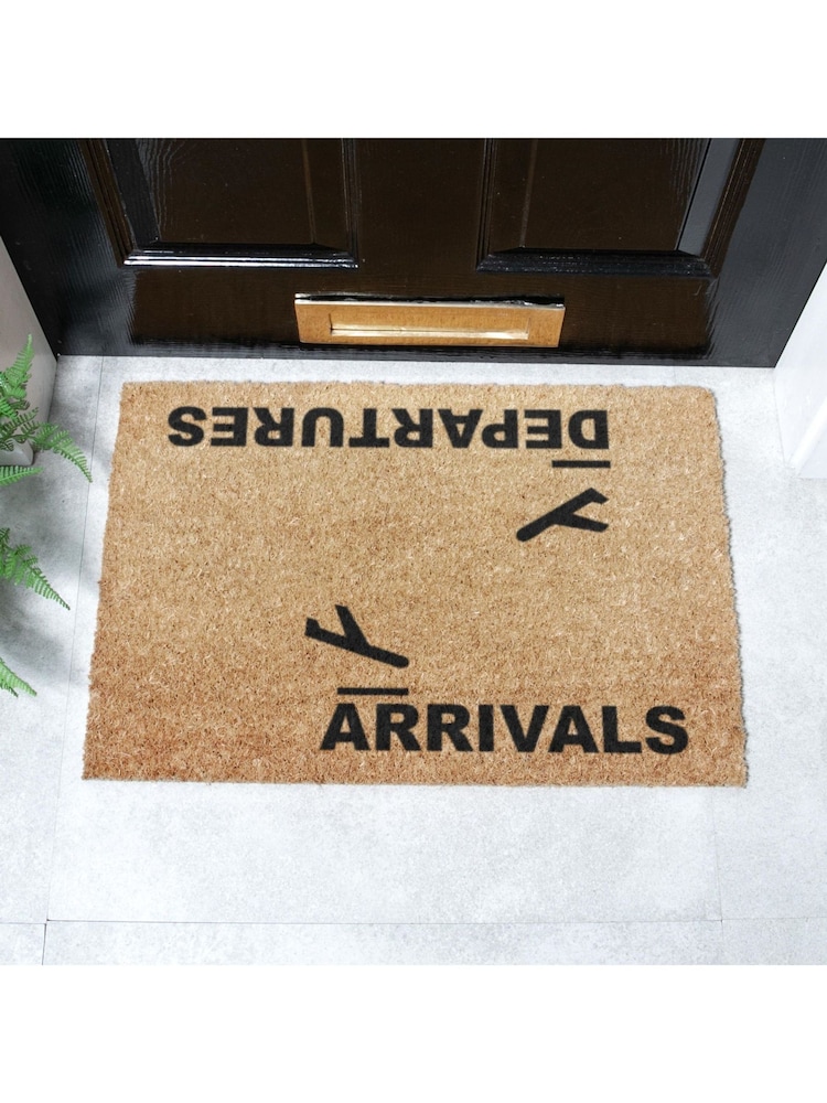 Artsy Mats Natural and Black Arrivals and Departures Doormat - Image 1 of 12