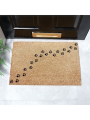 Artsy Mats Natural and Black Paw Print Doormat - Image 1 of 12