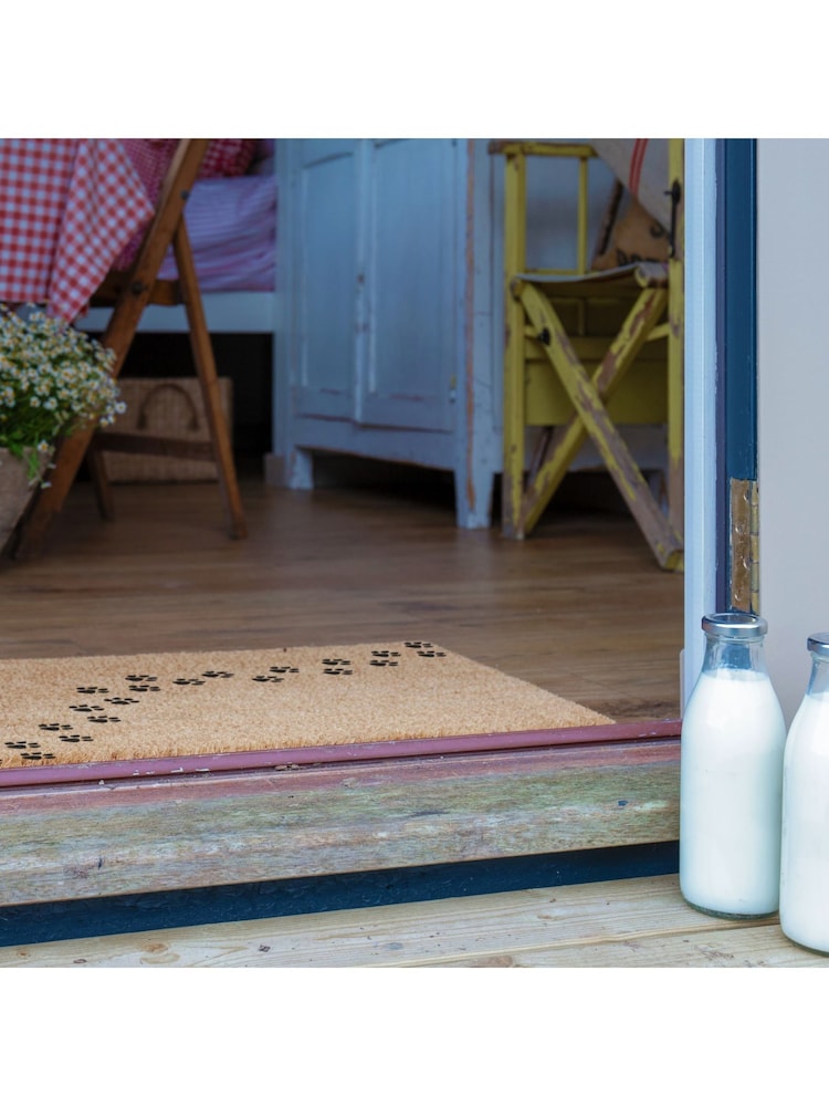 Artsy Mats Natural and Black Paw Print Doormat - Image 3 of 12