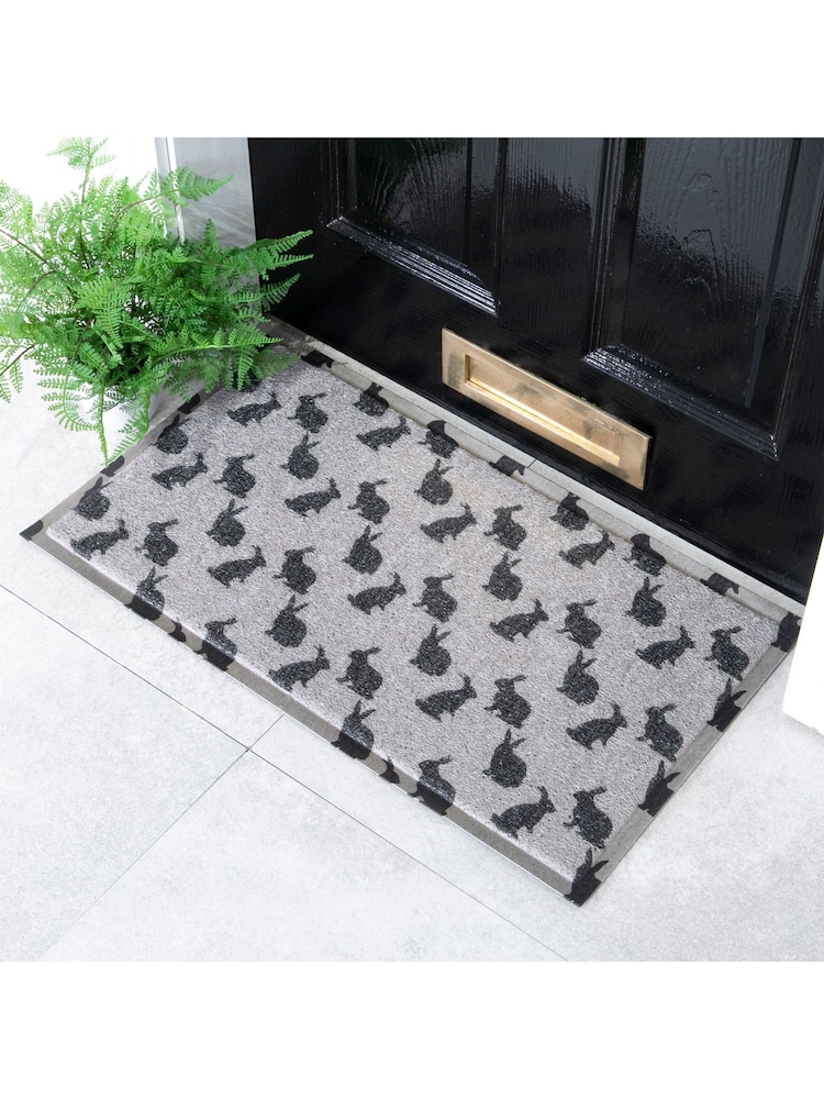 Artsy Mats Grey Bunny Rabbit Doormat Doormat - Image 1 of 3 Artsy Mats Grey Bunny Rabbit Doormat Doormat - Image 1 of 3
