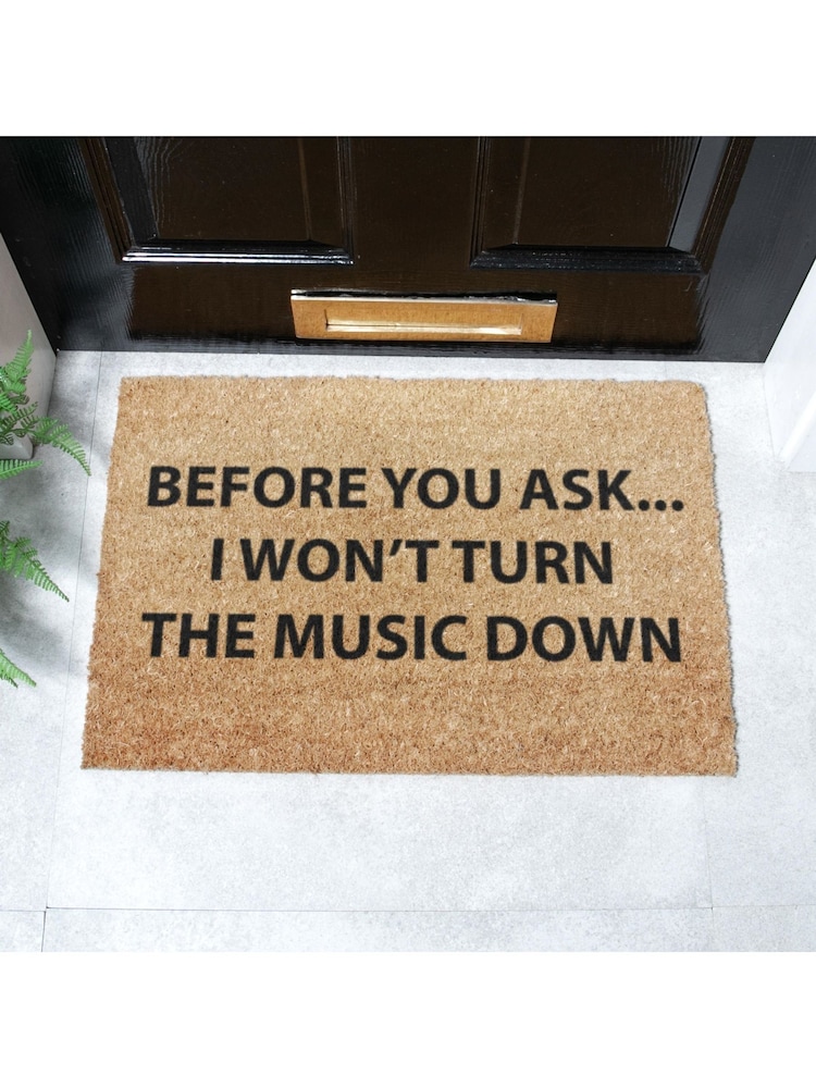 Artsy Mats Natural and Black Loud Music Doormat - Image 1 of 12