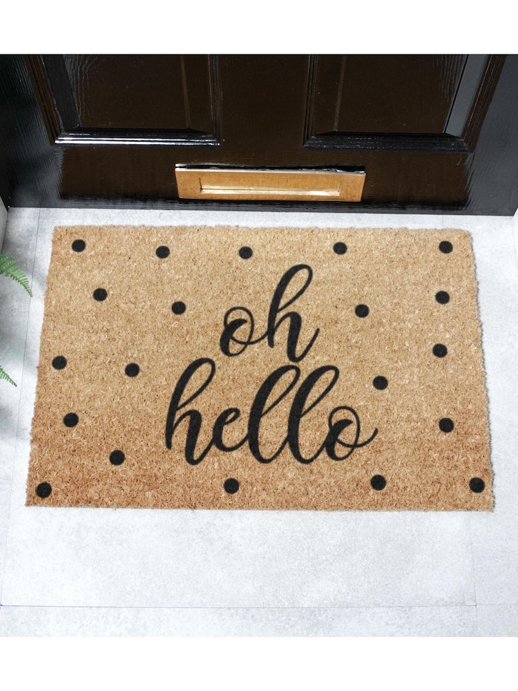 Artsy Mats Natural and Black Oh Hello Doormat - Image 1 of 12