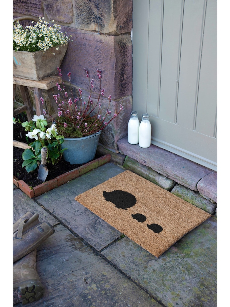 Artsy Mats Natural and Black Hedgehog Family Doormat - Image 5 of 12