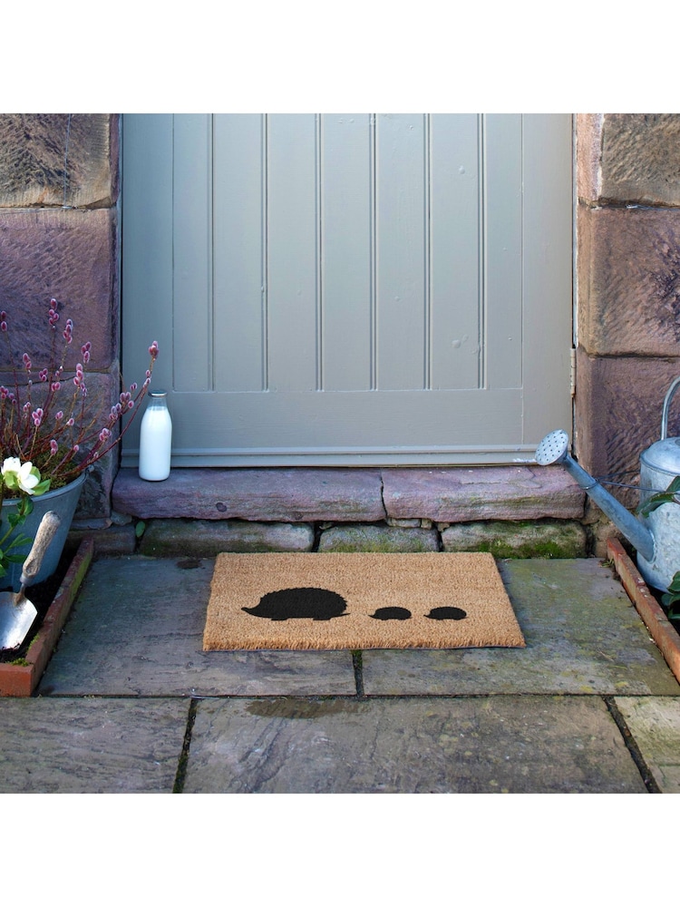 Artsy Mats Natural and Black Hedgehog Family Doormat - Image 6 of 12