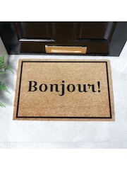 Artsy Mats Natural and Black Bonjour Doormat - Image 1 of 12