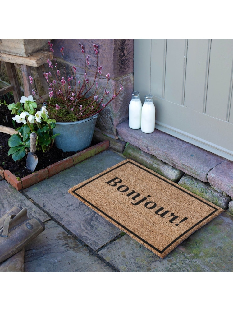 Artsy Mats Natural and Black Bonjour Doormat - Image 2 of 12