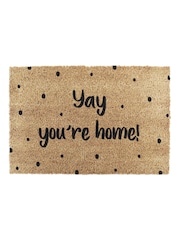 Artsy Mats Natural and Black Yay You're Home Spotty Doormat - Image 12 of 12