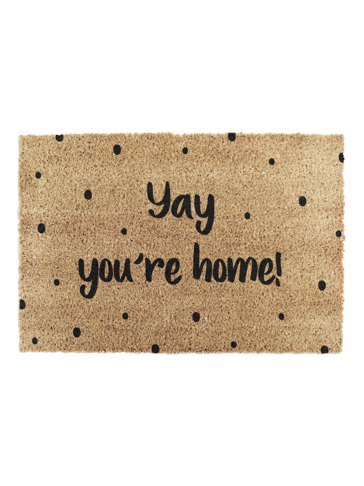 Artsy Mats Natural and Black Yay You're Home Spotty Doormat - Image 12 of 12