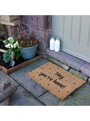 Artsy Mats Natural and Black Yay You're Home Spotty Doormat - Image 2 of 12
