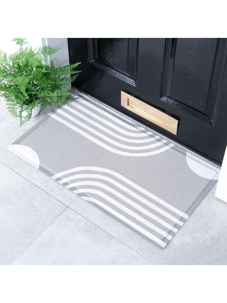 Artsy Mats Multi Grey Abstract Lines Indoor Outdoor Doormat - Image 1 of 2