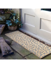 Artsy Mats Natural and Grey Leopard Print Patio Doormat - Image 1 of 6