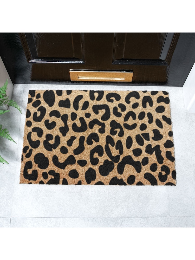 Artsy Mats Natural and Black Leopard Print Doormat - Image 1 of 11