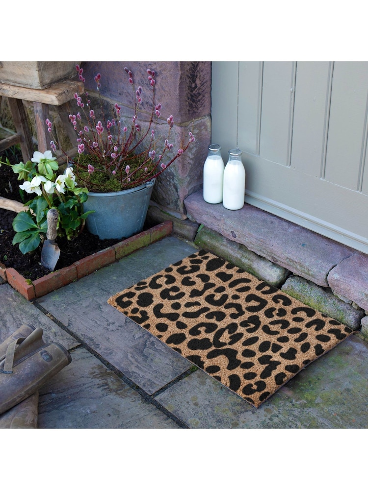 Artsy Mats Natural and Black Leopard Print Doormat - Image 2 of 11