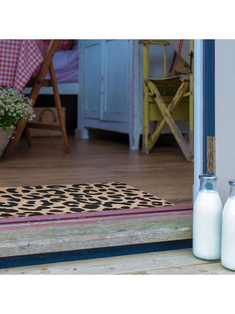 Artsy Mats Natural and Black Leopard Print Doormat - Image 3 of 11