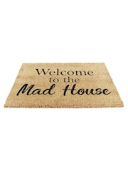 Artsy Mats Natural and Black Welcome To The Mad House Doormat - Image 10 of 12