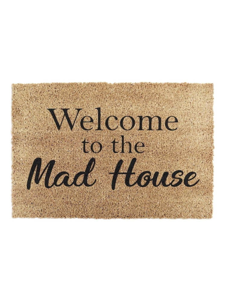 Artsy Mats Natural and Black Welcome To The Mad House Doormat - Image 12 of 12