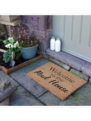 Artsy Mats Natural and Black Welcome To The Mad House Doormat - Image 2 of 12