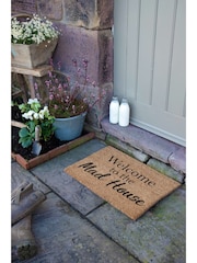 Artsy Mats Natural and Black Welcome To The Mad House Doormat - Image 5 of 12