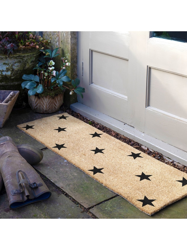 Artsy Mats Natural and Black Multi Stars Patio Doormat - Image 1 of 6 Artsy Mats Natural and Black Multi Stars Patio Doormat - Image 1 of 6