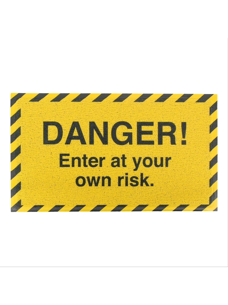 Artsy Mats Yellow Danger Enter At Your Own Risk Doormat - Image 2 of 3