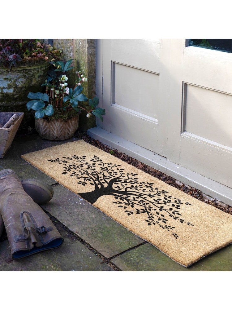 Artsy Mats Natural and Black Tree of Life Harmony Double Door / Patio Doormat - Image 1 of 6
