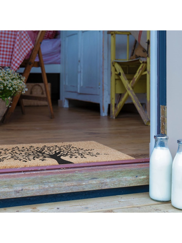 Artsy Mats Natural and Black Tree of Life Harmony Double Door / Patio Doormat - Image 2 of 6