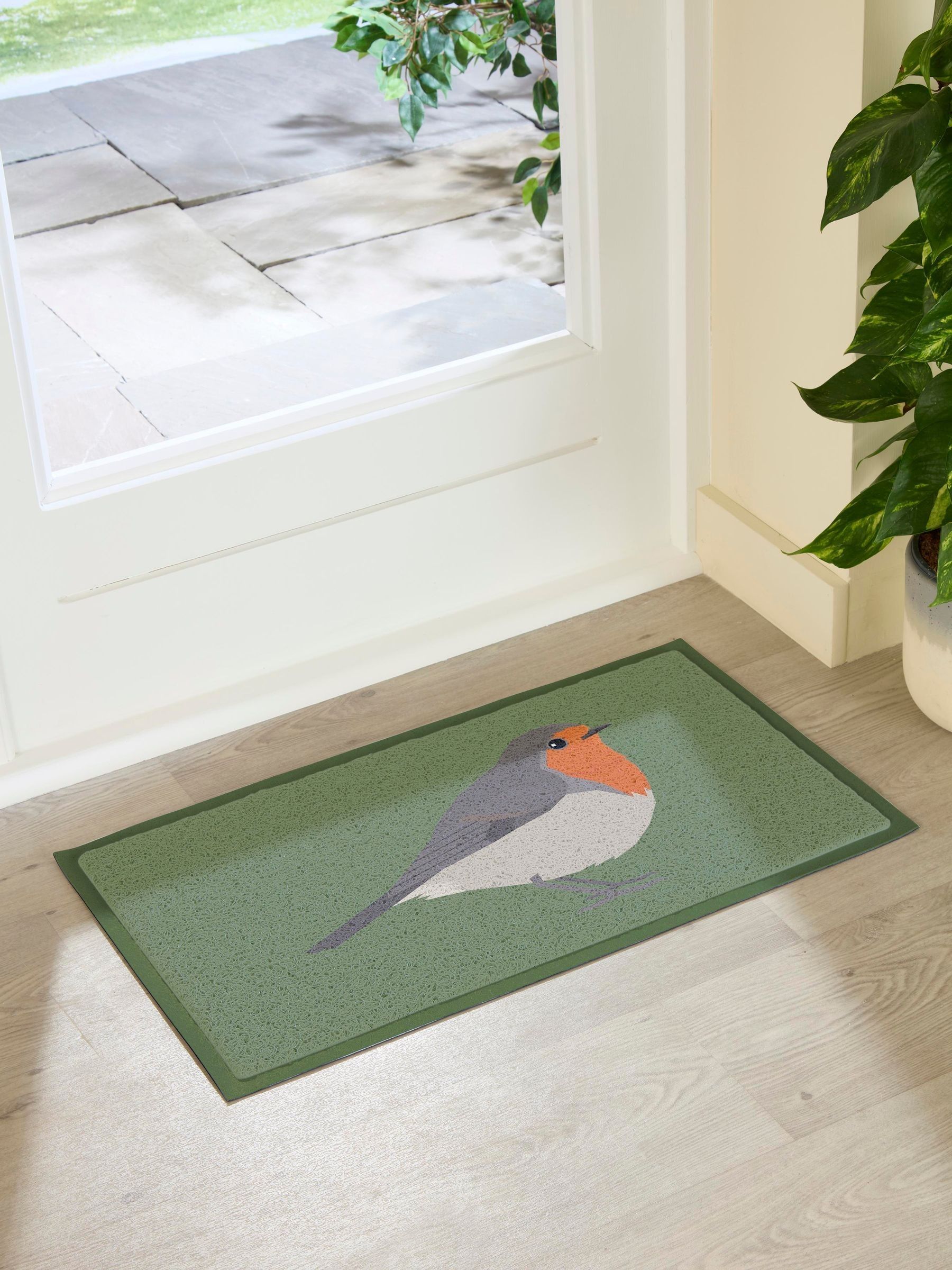Artsy Mats Green Christmas Robin Doormat