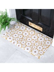 Artsy Mats Mustard Green and Cream Flower Doormat - Image 1 of 3