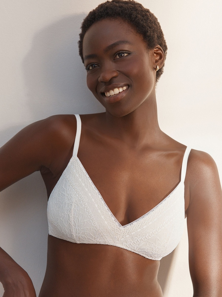 Cream Pad Non Wire Premium Lace Bra - Image 1 of 6 Cream Pad Non Wire Premium Lace Bra - Image 1 of 6