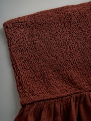 The Set Brown Red/Neutral Stripe 2 Pack Bandeau Maxi Dress with Linen - Image 10 of 10