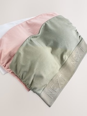 White/Pink/Khaki Cotton Rich Bandeau Ultimate Comfort Bras 3 Pack - Image 11 of 12