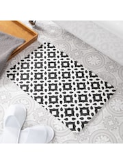 Artsy Mats White Black Pattern White Stone Non Slip Bath Mat - Image 1 of 5
