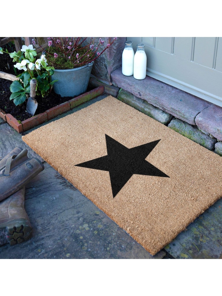 Artsy Mats Natural/Black Country Home Star Extra Large Doormat - Image 1 of 12