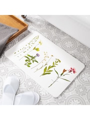 Artsy Mats White Pressed Flowers Stone Non Slip Bath Mat - Image 1 of 2