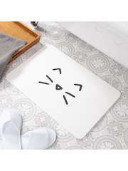 Artsy Mats Cat White Stone Non Slip Bath Mat - Image 1 of 5