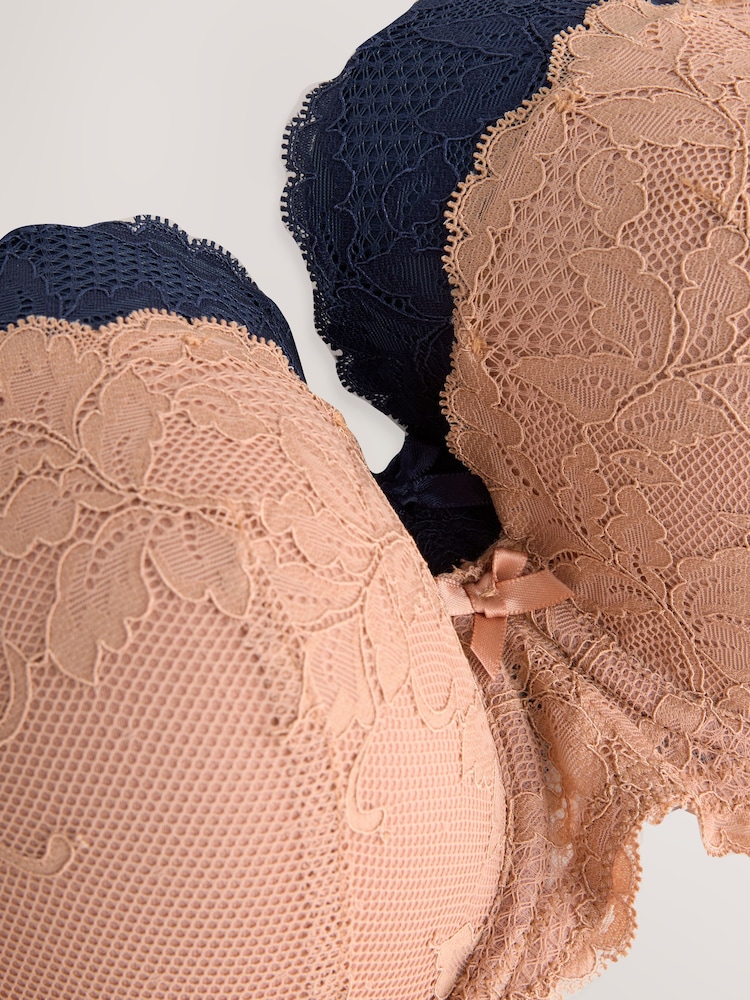 Praline Nude/Marineblau - Spitzen-BHs, 2er-Pack, DD+ - Image 12 of 12