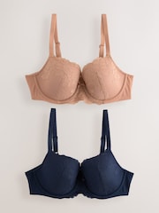 Praline Nude/Marineblau - Spitzen-BHs, 2er-Pack, DD+ - Image 7 of 12