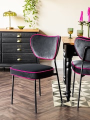 Rockett St George Set of 2 Charcoal Grey and Pink Velvet Perfect Dining Chairs - Image 1 of 8