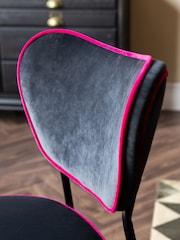 Rockett St George Set of 2 Charcoal Grey and Pink Velvet Perfect Dining Chairs - Image 2 of 8
