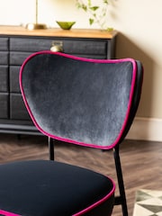 Rockett St George Set of 2 Charcoal Grey and Pink Velvet Perfect Dining Chairs - Image 4 of 8