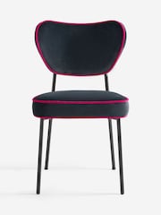 Rockett St George Set of 2 Charcoal Grey and Pink Velvet Perfect Dining Chairs - Image 5 of 8