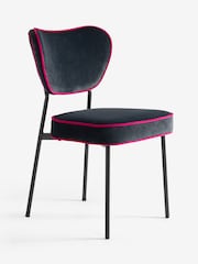 Rockett St George Set of 2 Charcoal Grey and Pink Velvet Perfect Dining Chairs - Image 6 of 8