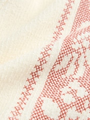 Ecru/Red Cuban Collar Textured Jersey Short Sleeve Shirt - Image 8 of 8