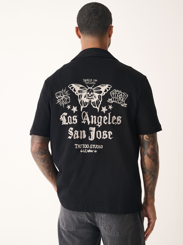 Black Tattoo Graphic Jersey Shirt - Image 1 of 5
