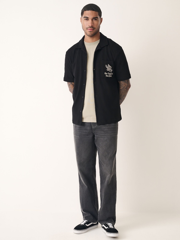 Black Tattoo Graphic Jersey Shirt - Image 2 of 5