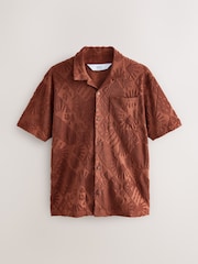 Orange Rust Textured Towelling Shirt - Image 1 of 3