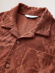 Orange Rust Textured Towelling Shirt - Image 2 of 3