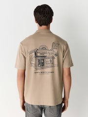 Stone Brown Graphic Jersey Shirt - Image 1 of 10